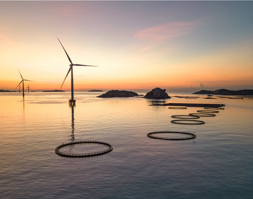 Wind turbines on water